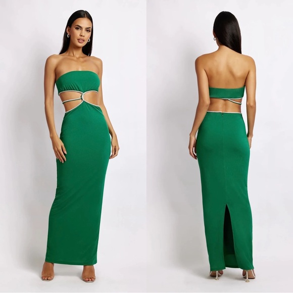 Meshki Emerald Strapless Maxi Dress - Picture 1 of 8